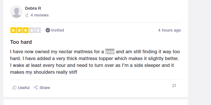 Nectar Mattress Review from Trustpilot